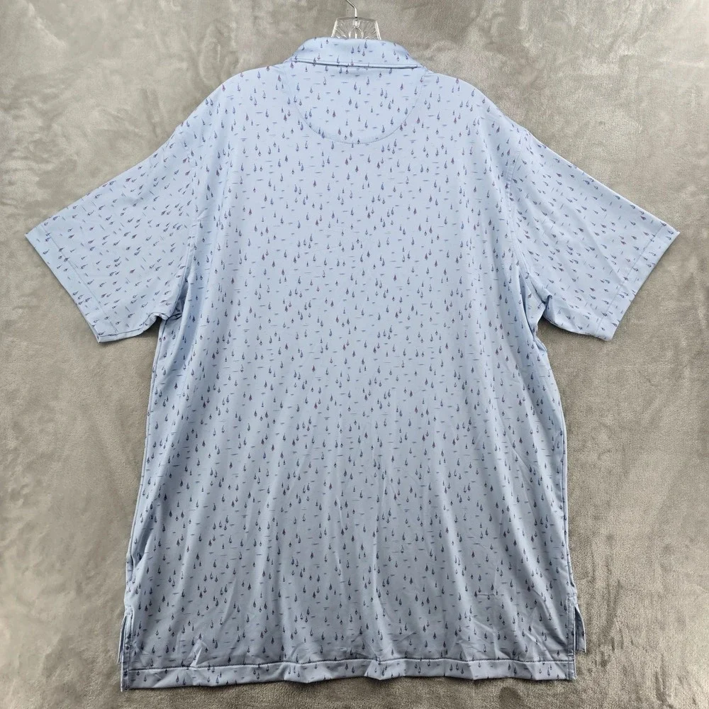 Peter Millar Mens XL Summer Comfort Golf Polo Blue Sailboat Print Performance - Picture 3 of 9